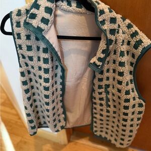 Men's Green and Cream Sweater Vest